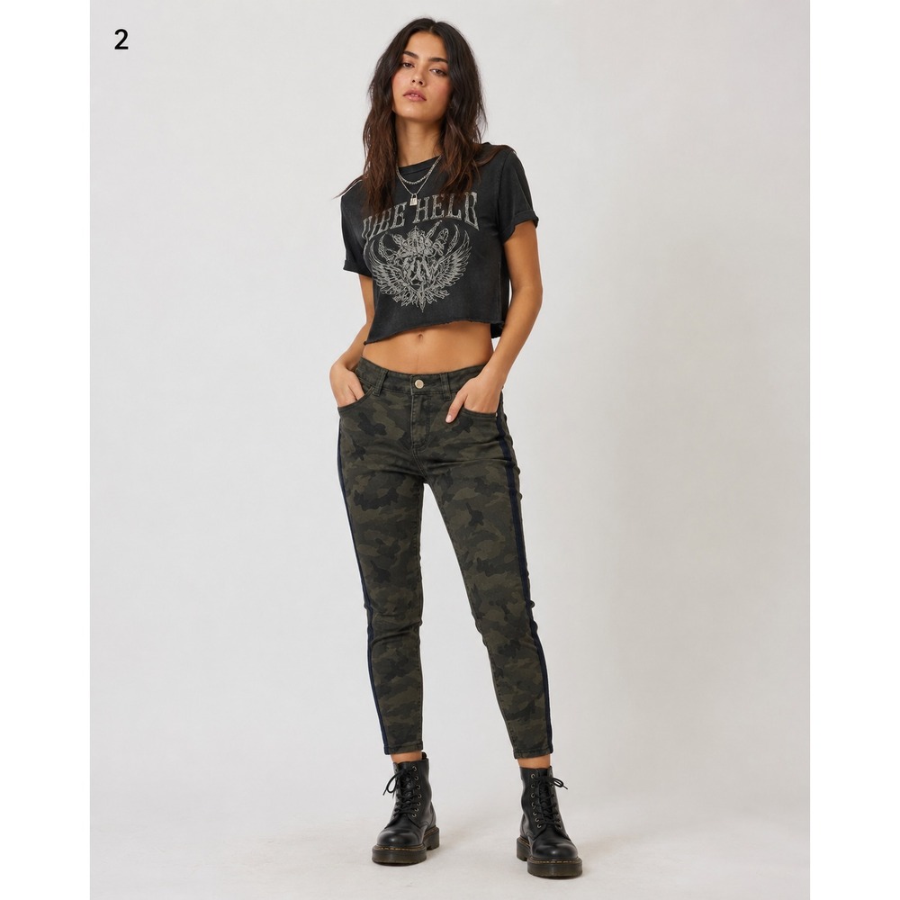 DL1961 Florence Ankle Mid Rise Instasculpt Skinny Jeans Womens 24 Camo Print